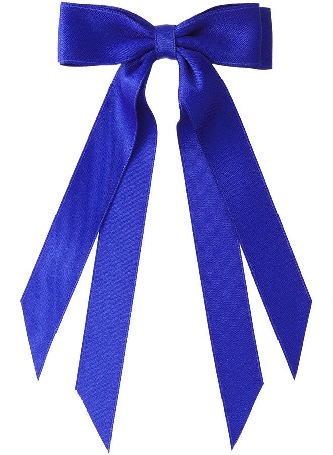 SmallCat 1 Pcs 5'' Blue Bows for Hair, Blue Hair Bow with Long Tail, Royal Blue Hair Bow for Women, Long Ponytail, Wedding, Decoration - Image 1